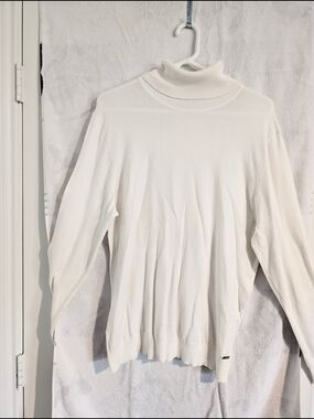 Calvin Klein Cream Ribbed Turtleneck Pullover